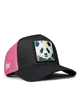 BlackBörk V1 Trucker Panda - 7BS Kod Logolu Unisex Siyah-Pembe Şapka (Cap)