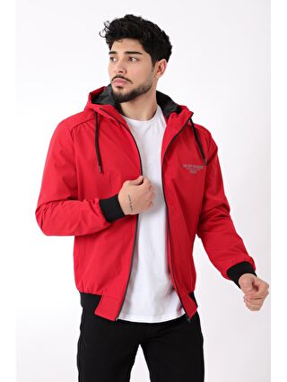 Stilkombin Kırmızı Kol ve Bel Lastikli Spor Elastan Kumaş Yağmurluk Mevsimlik PLDP 2979_60288