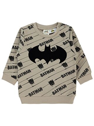 Civil Batman Erkek Bebek Sweatshirt 6-18 Ay Açık Bej