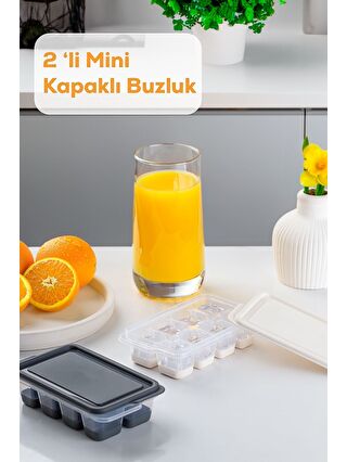 Porsima Antrasit 16015 2 Li Mini Bpa Içermez Yapışmaz Silikon Bas Çıkar Buz Kalıbı- Silikon Buz Kalıbı Buzluk