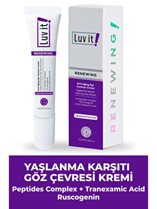 Luv it! Yaşlanma Göz Altı Morluk Şişlik Karşıtı Göz Çevresi Kremi (PEPTİDES-RUSCOGENİN-TRANEXAMİC ACİD) 15ml