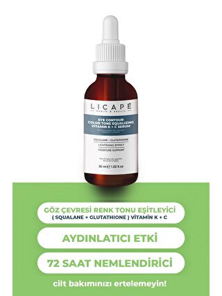 Licape Göz Çevresi Renk Tonu Eşitleyici Vitamin K + C Serum 30 ml