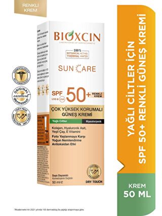 Bioxcin Sun Care Yağlı Ciltler Için Renkli Güneş Kremi SPF 50+ 50 ml