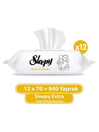 Sleepy 12'li Paket Extra Islak Bebek Havlusu 12x70 (840 Yaprak)