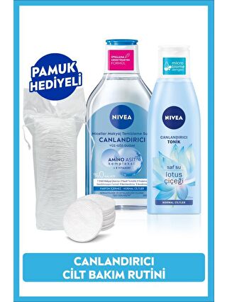 NIVEA Canlandırıcı Micellar Makyaj Temizleme Suyu 400ml ve Canlandırıcı Tonik 200ml, Pamuk Hediye