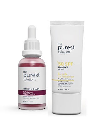 The Purest Solutions Canlandırıcı ve Ton Eşitleyici Yüz Peeling Serum + Spf 50+ Güneş Koruyucu