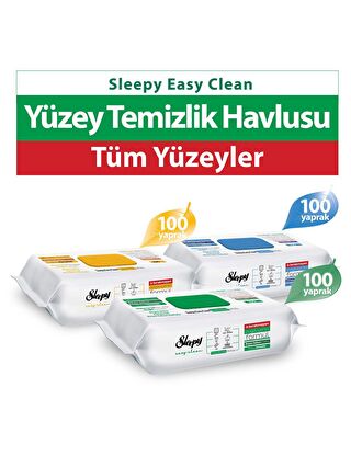 Sleepy 3'lü Paket Easy Clean Beyaz Sabun Katkılı+Çamaşır Suyu Katkılı+Arap Sabunu Katkılı 3x100 (300 Yaprak)