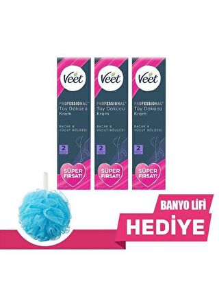 Veet Professional Tüm Ciltler Tüy Dökücü Krem 200ml x 3 Adet(Hediyeli)