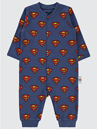 Civil Superman Erkek Bebek Patiksiz Tulum 6-18 Ay İndigo