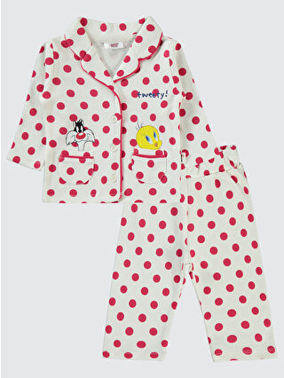 Civil Tweety Kız Bebek Pijama Takımı 6-18 Ay Ekru