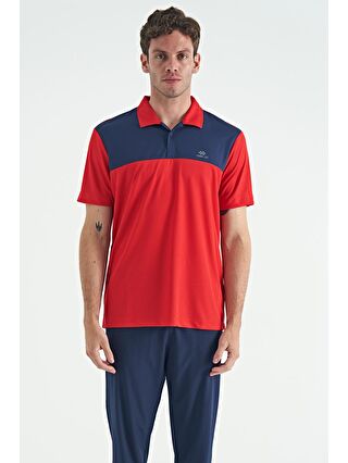 TOMMYLIFE Kırmızı Garni Detaylı Polo Yaka Standart Kalıp Aktif Spor Erkek T-Shirt - 88251