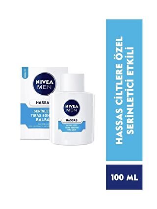 NIVEA Men Hassas Serinletici Tıraş Sonrası Balsam 100 ml, Hassas Ciltler, Alkolsüz Formül, Hızlı Emilir