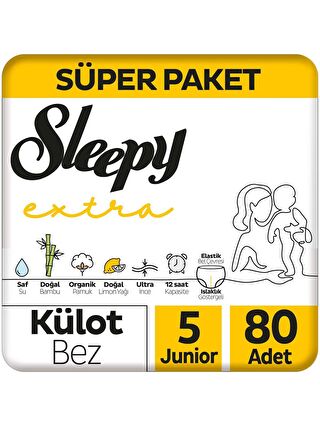 Sleepy Tekli Paket Extra Günlük Aktivite Süper Paket Külot Bez 5 Numara Junior 80 Adet