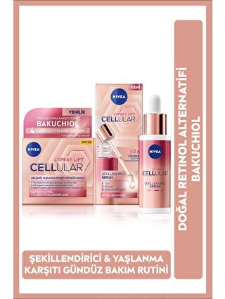 NIVEA Cellular Doğal Retinol Alternatifi Bakuchiol Cilt Serumu30ml ve Hyaluronik Asit Gündüz Yüz Kremi50ml