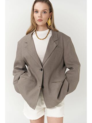 Bohemai Gri Brenna Füme Keten Blazer