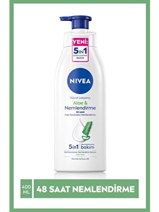 NIVEA Aloe Vera Vücut Losyonu 400 ml, Normal /Kuru Ciltler, Ne mlendirici Serum Ile 48 Saat Nem