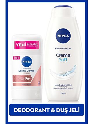 NIVEA Kadın Stick Deodorant Derma Control Clinical 50ml ve Creme Care Nemlendirici Duş Jeli 750ml