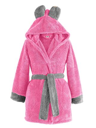 Znp Home Pembe Fleece Kapüşonlu Wellsoft Pelüş Sabahlık Robdeşambr Bornoz