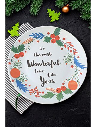 Keramika Karışık New Year Wonderful Time Servis Tabağı 26 Cm