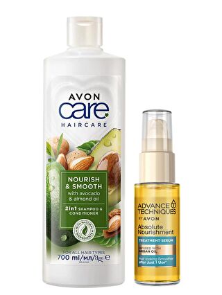 AVON Care Avokado Badem Şampuan Saç Kremi ve Argan Yağı Saç Serumu Paketi