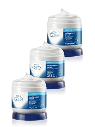 AVON Care Gliserin ve Badem Sütü içeren Nemlendirici El, Yüz ve Vücut Kremi 400 Ml. Üçlü Set