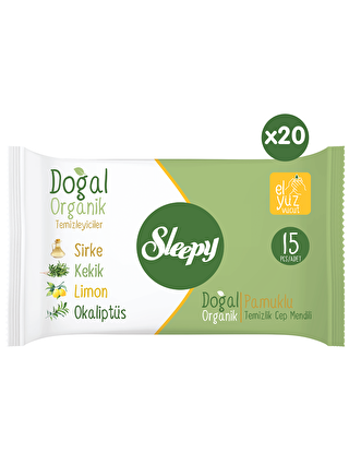 Sleepy Doğal Organik Pamuklu Cep Mendili 10X15 (2 kutu)