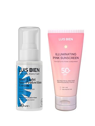 Luis Bien Ton Eşitleyici Pembe Güneş Kremi & Mavi Işık Korumalı SPF 50+ 2'li Set