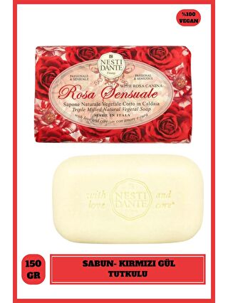 Nesti Dante Sabun Le Rose Sensuale Kırmızı Gül Suyu ve Kokulu Vegan Bakım 150 g