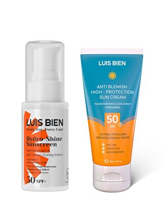 Luis Bien Leke Karşıtı SPF 50+ & Hyaluronik Asit + Vitamin C SPF50+ Güneş Kremi Set