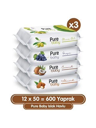 Pure Baby Islak Havlu 12x50 (600 Yaprak)