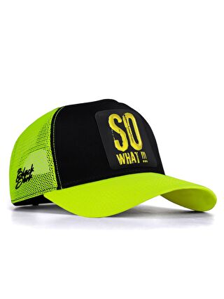 BlackBörk V1 Trucker So What - 2 Kod Logolu Unisex Neon Siperli Neon-Siyah Şapka (Cap)