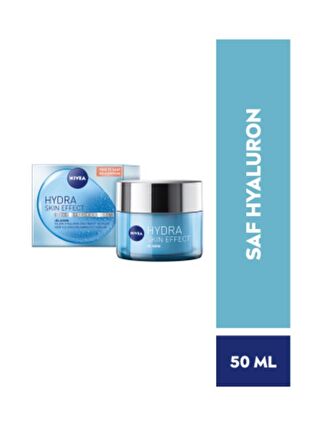 NIVEA Hydra Skin Effect Ne mlendirici Jel Krem 50 ml, Saf Hyaluron, 72 Saat Ne mlendirme, Tüm Cilt Tipleri