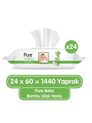 Pure Baby Organik Bambu Özlü Islak Havlu 24×60 (1440 Yaprak)