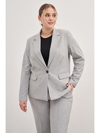 Mylinemoda Gri Astarlı Tek Düğmeli Blazer