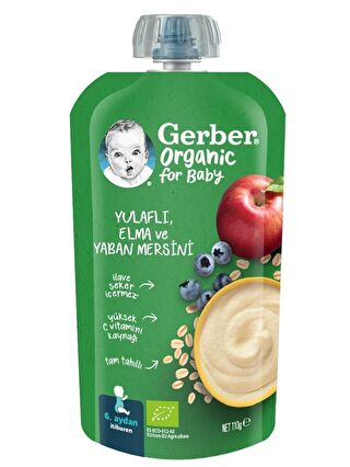 Gerber Organic Yulaflı Elma ve Yaban Mersini Püresi 110g? x 2 Adet