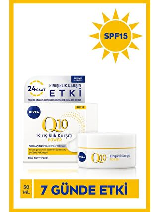 NIVEA Q10 Kırışık Karşıtı Sıkılaştırıcı Gündüz Yüz Bakım Kremi 50 ml, Spf15, 24 Saat Etki