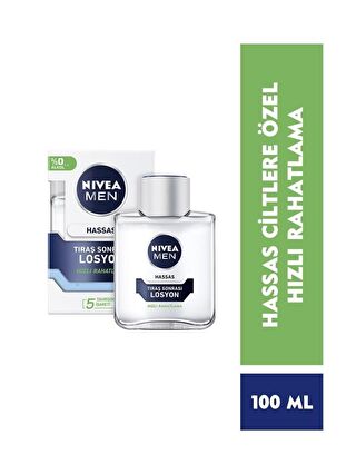 NIVEA Men Hassas Tıraş Sonrası Losyon 100 ml, Hassas Ciltler, Alkolsüz Formül, Hızlı Emilir