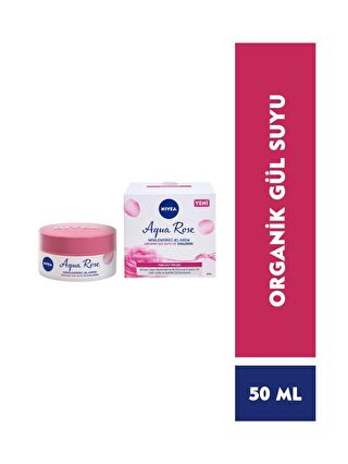 NIVEA Aqua Rose Hyaluron Ve Organik Gül Suyu İçeren Ne mlendirici Jel Yüz Kremi 50 ml, 48 Saat Nemlendirme