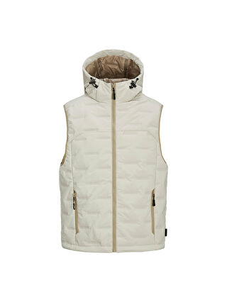 Jack & Jones Sonic Bodywarmer Hood Erkek Bej Kapüşonlu Yelek