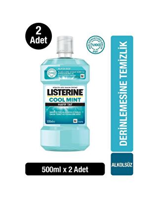 Listerine Cool Mint Hafif Tat Alkolsüz Ağız Bakım Suyu 500ml x 2