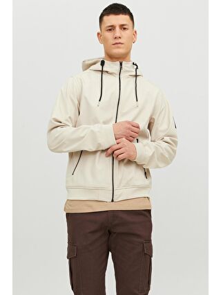 Jack & Jones Bej Jjebasıic Suya Dayanıklı Kapüşonlu Regular Fit Erkek Ceket 12236300