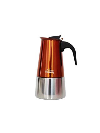 Any Morning Turuncu FE001-6 Espresso Kahve Makinesi Paslanmaz Çelik İndüksiyonlu Moka Pot 300 Ml Bakır