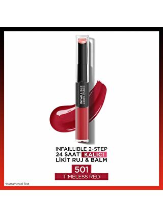 L'Oreal Paris Infaillible 2-Step 24 Saat Kalıcı Likit Ruj & Balm - 501 Timeless Red