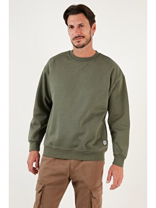 Buratti Haki Regular Fit Bisiklet Yaka Pamuklu İçi Tüylü Yumuşak Şardonlu Sweat 5905255