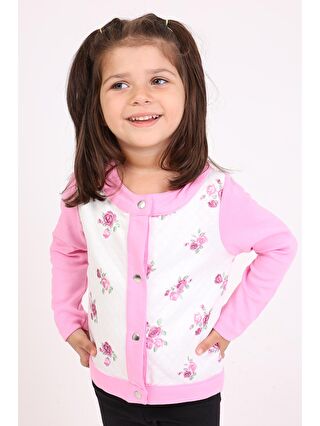 Toontoykids Pembe Kız Bebek Hırka Çiçek Baskılı