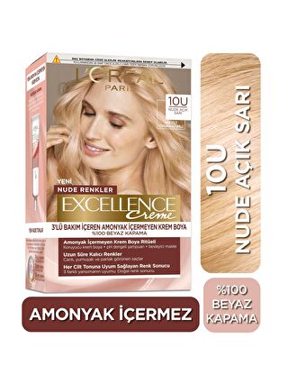 L'Oreal Paris Excellence Creme Nude Renkler Saç Boyası – 10U Nude Açık Sarı