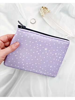 Bikutumutluluk Lila Yıldız Makyaj Çantası Clutch Kalemlik