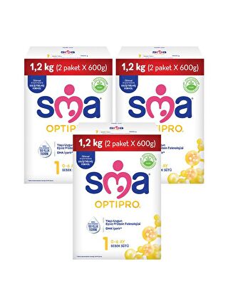 SMA Optipro 1 0-6 Ay Bebek Sütü 1200 gr x 3 Adet