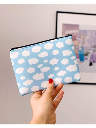 Bikutumutluluk Bulutlar Mavi Makyaj Çantası Clutch