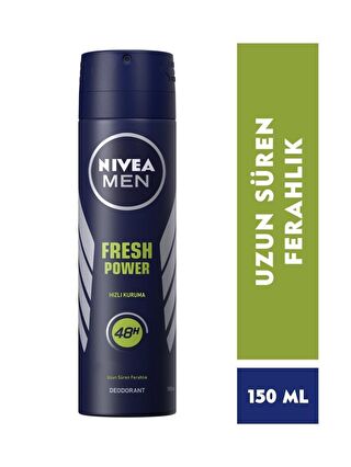 NIVEA Men Erkek Sprey Deodorant Fresh Power 150 ml, Ter Ve Ter Kokusuna Karşı 48 Saat Deodorant Koruması